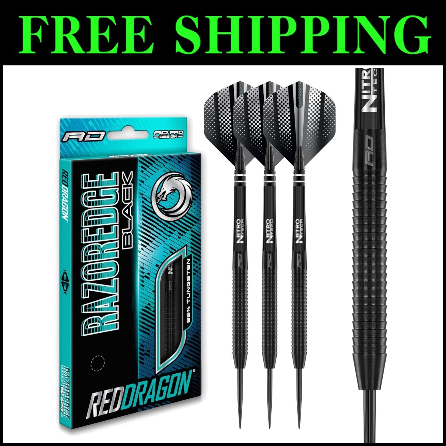 Complete 3-Piece Razor Edge Darts Set - Tungsten Steeltip & Softip Weights