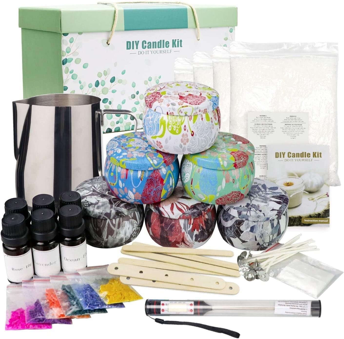 All-Season DIY Candle Making Gift Kit with Melting Pot & Fragrance Essentials