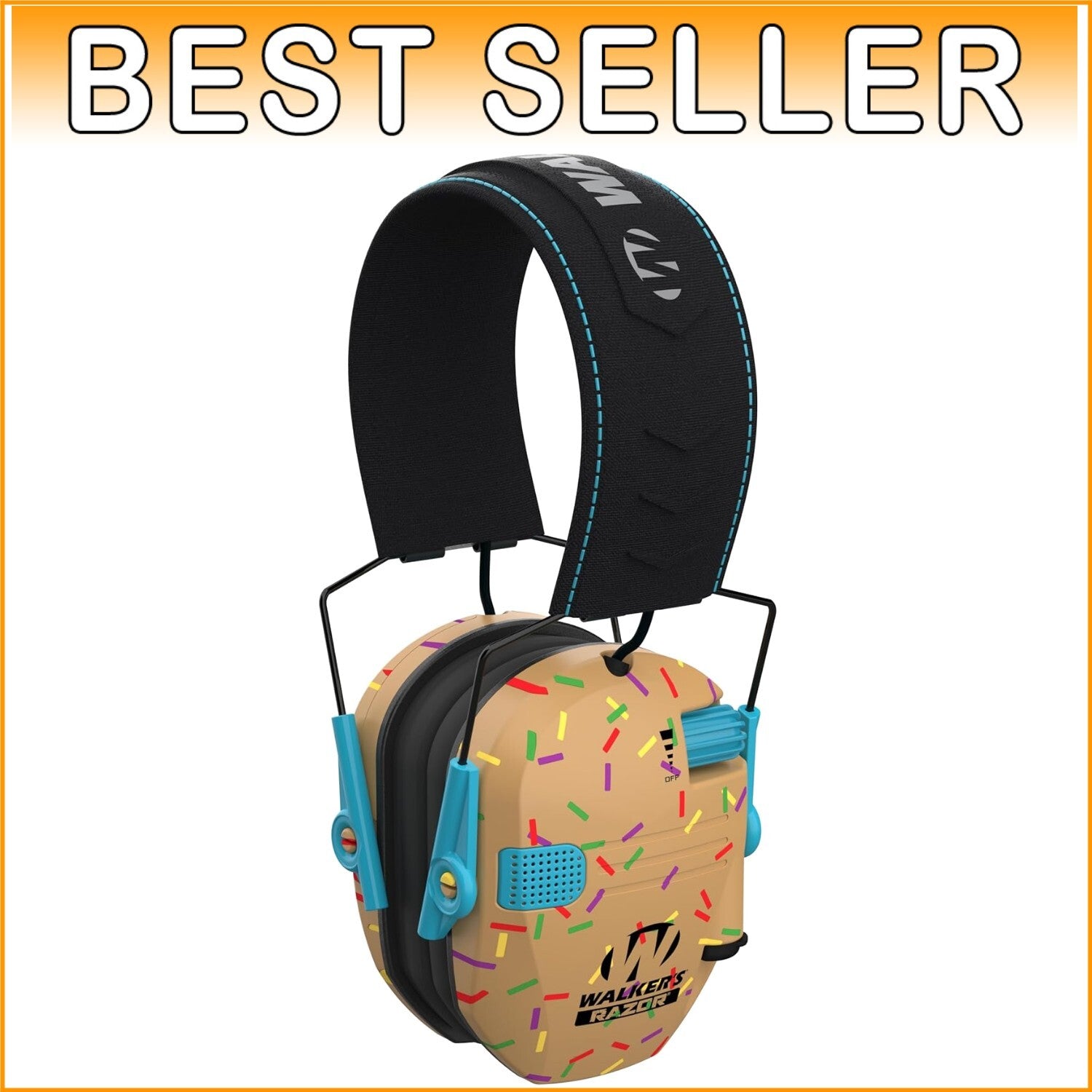 Elegant Golden Brown Sprinkles Earmuffs with Hearing Protection & Amplification