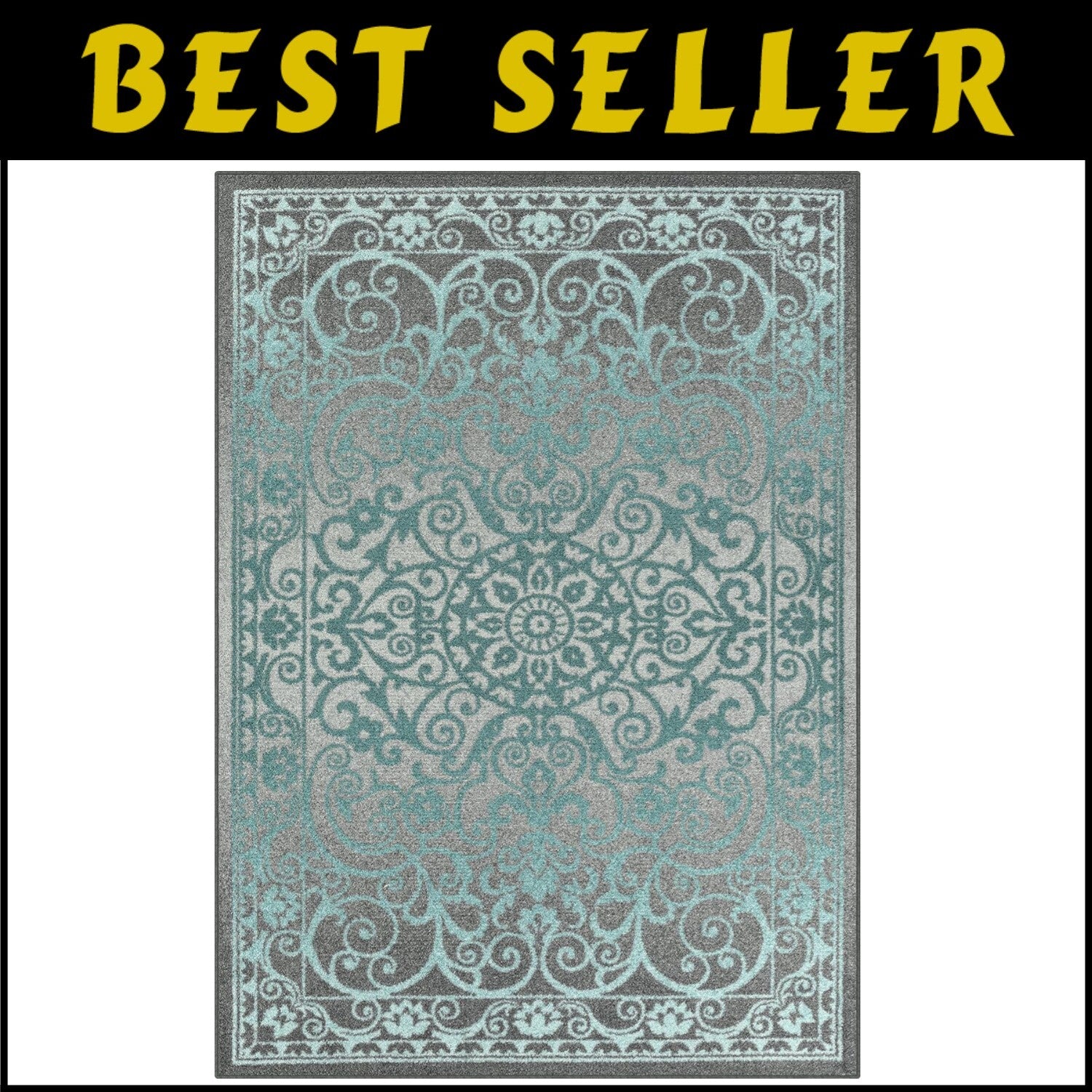 Stain-Resistant Blue/Grey Rug 5'x7' - Non-Slip & Stylish for Indoor Spaces