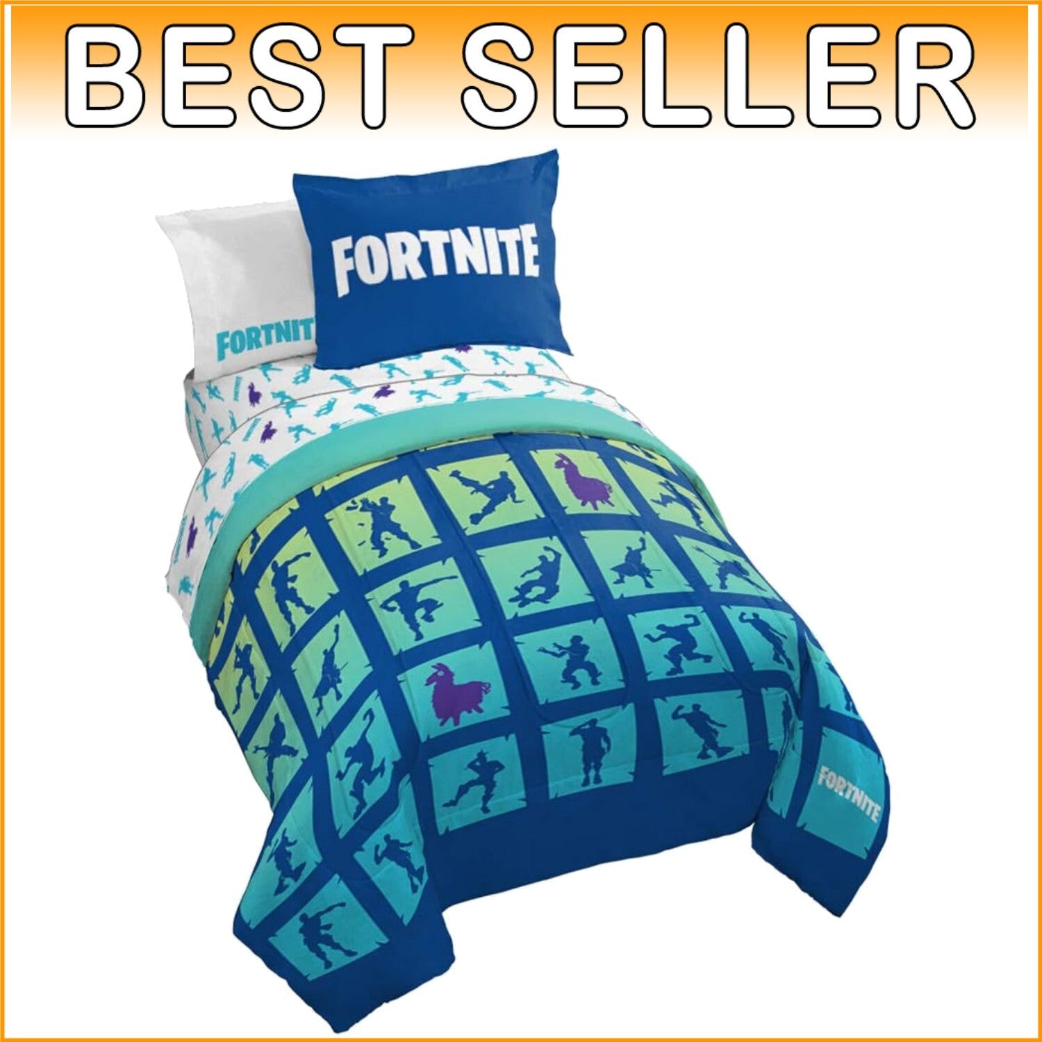 Fortnite Boogie Bomb Twin Bed Set - Reversible Comforter & 5-Piece Sheet Set