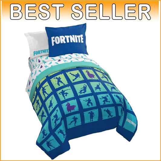 Fortnite Boogie Bomb Twin Bed Set - Reversible Comforter & 5-Piece Sheet Set