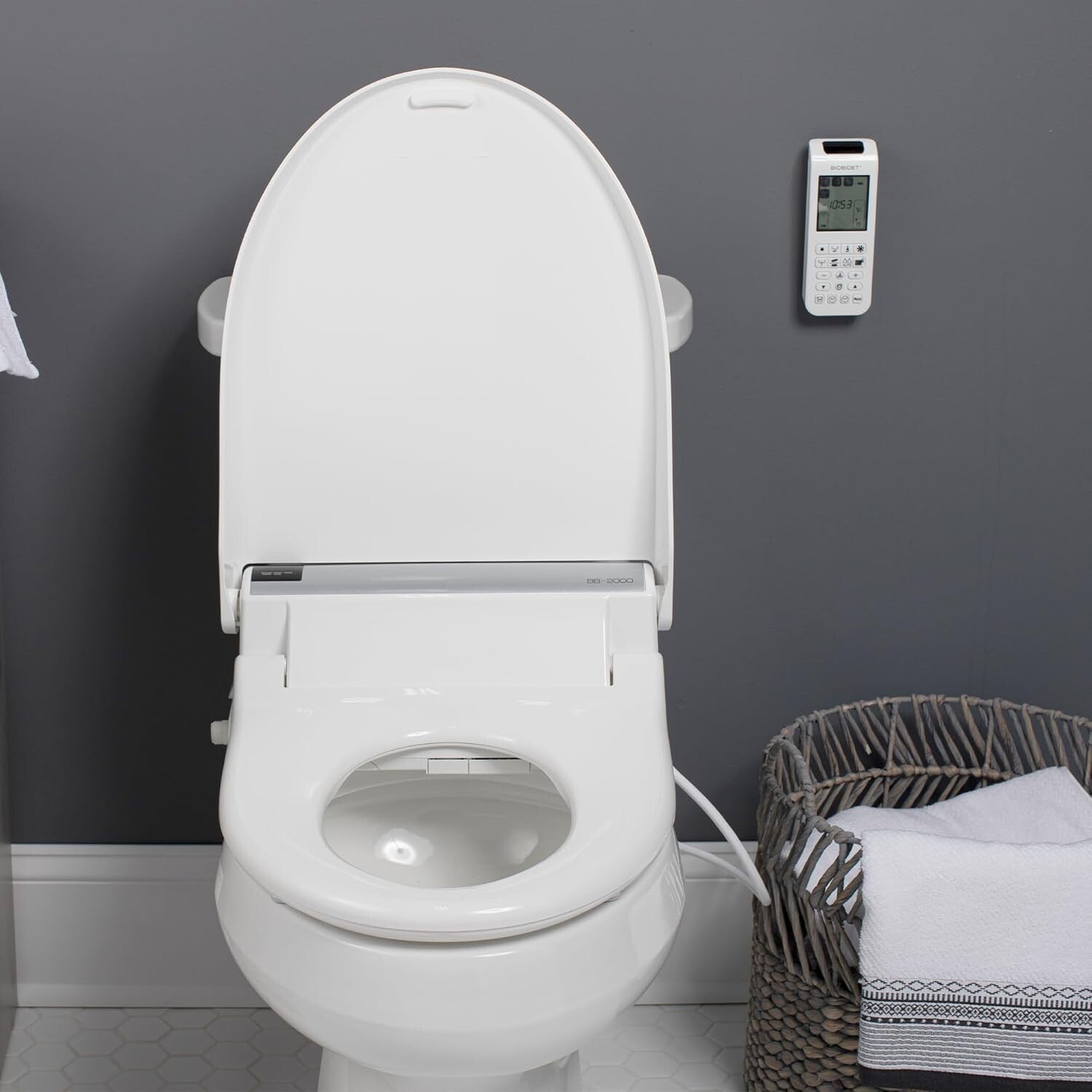 Bliss Electric Bidet Toilet Seat - Warm Water, Adjustable Dryer, Elongated White