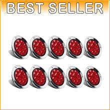 Load image into Gallery viewer, LED Waterproof Trailer Lights - 10 Pack 4" Round Lights for Brake &amp; Turn Signals