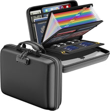 Load image into Gallery viewer, Fireproof &amp; Water-Resistant File Organizer with Lock - 13 Pocket Accordion Style