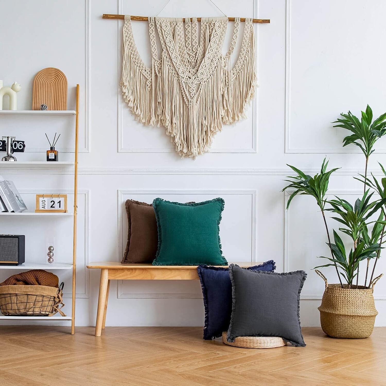 Cozy Linen Tassel Throw Pillowcases - Pack of 2, Machine Washable, 20x20-Inch