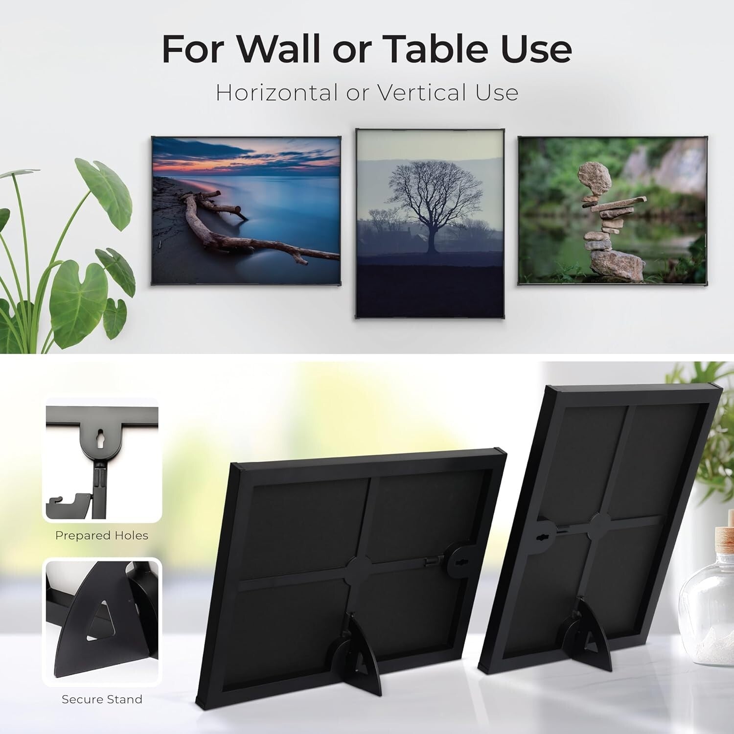 Versatile 8x10 Picture Frames Set of 6 - Display Portrait or Landscape Photos