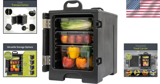 Insulated 81 Quart Food Pan Carrier – Durable, Black Catering Transport Solution