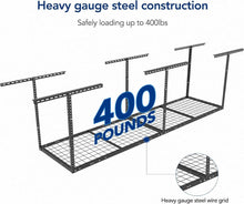 Load image into Gallery viewer, Adjustable Overhead Garage Storage Rack - Metal, 400lbs Capacity, Easy Install