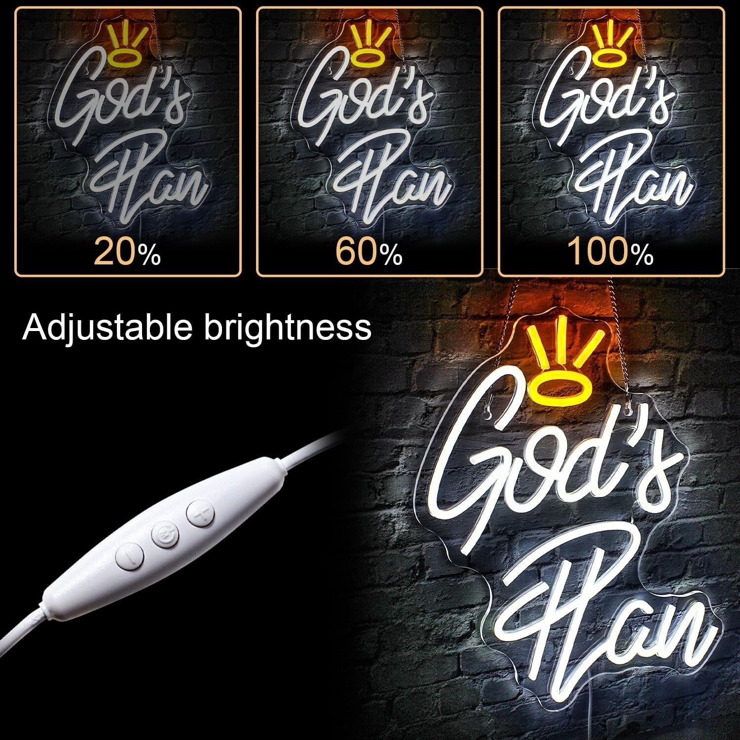 Elegant USB-Powered Neon Wall Sign - God's Plan Light for Bedroom & Living Room