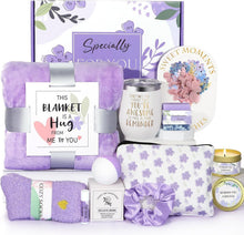Load image into Gallery viewer, Self-Care Spa Gift Set: Flannel Blanket, Bath Bombs &amp; Essentials for Her