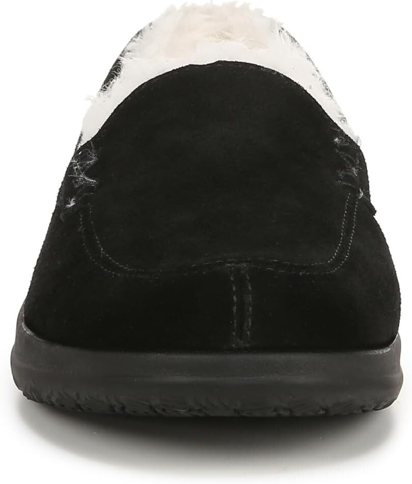 Durable Women's Black Suede Slip-On Slippers for Indoor and Outdoor Enjoyment