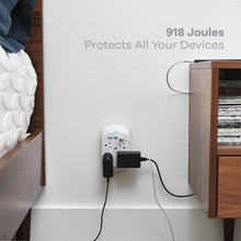 Load image into Gallery viewer, Compact Surge Protector with 4 AC Outlets &amp; 2 USB Ports - EMI/RFI Filtration