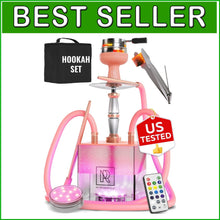 Load image into Gallery viewer, Rose Gold 2 Hose Hookah Set with LED Base - Stunning Smoke &amp; Flavor Experience