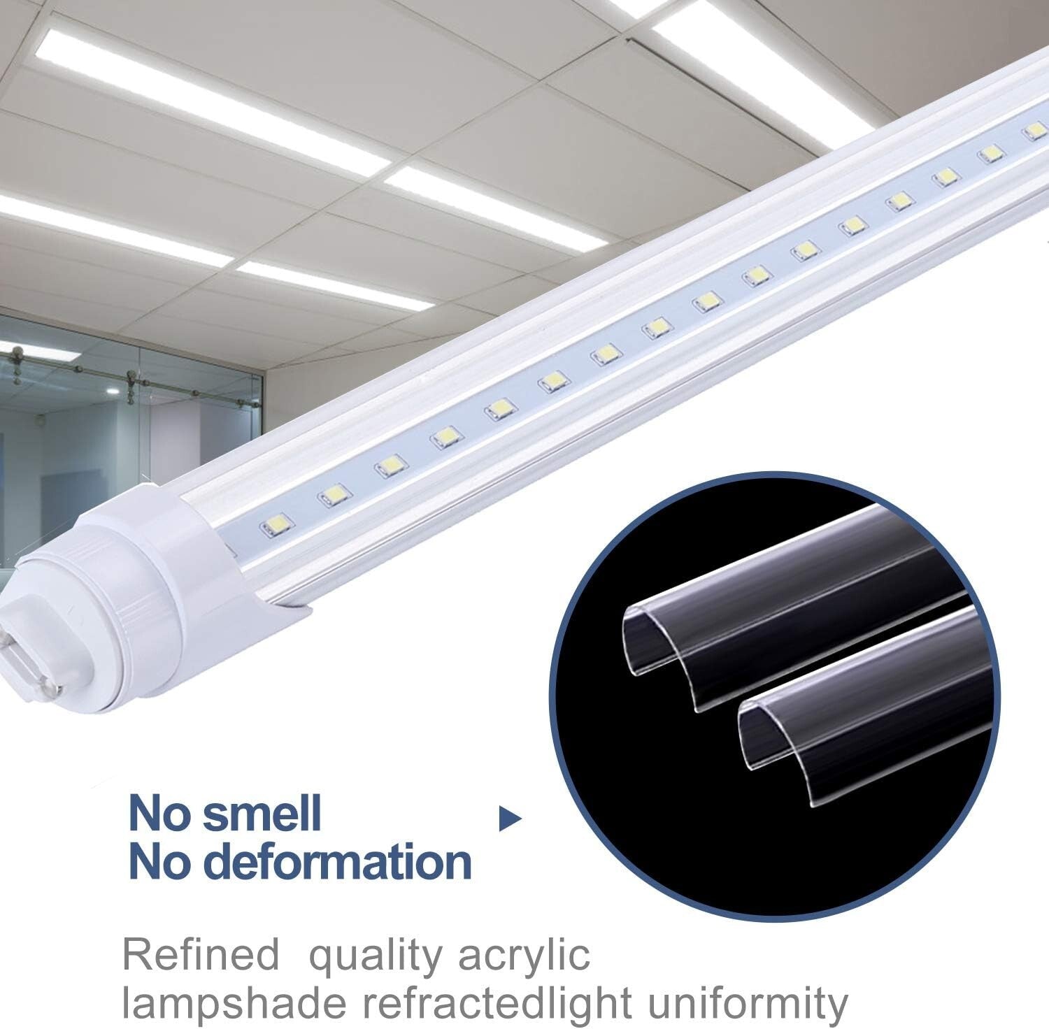 High-Efficiency 8FT LED Tube with Dual-Ended Power - Ideal for Shops and Garages