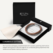 Load image into Gallery viewer, Artisan Handcrafted Brown Leather Bracelet with Silver Chain – Medium Size