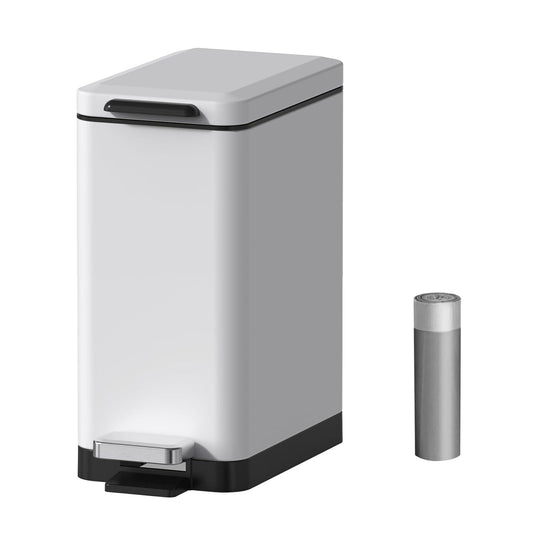 Elegant Slim Trash Can for Bathroom - 10L Stainless Steel with Soft Close Lid