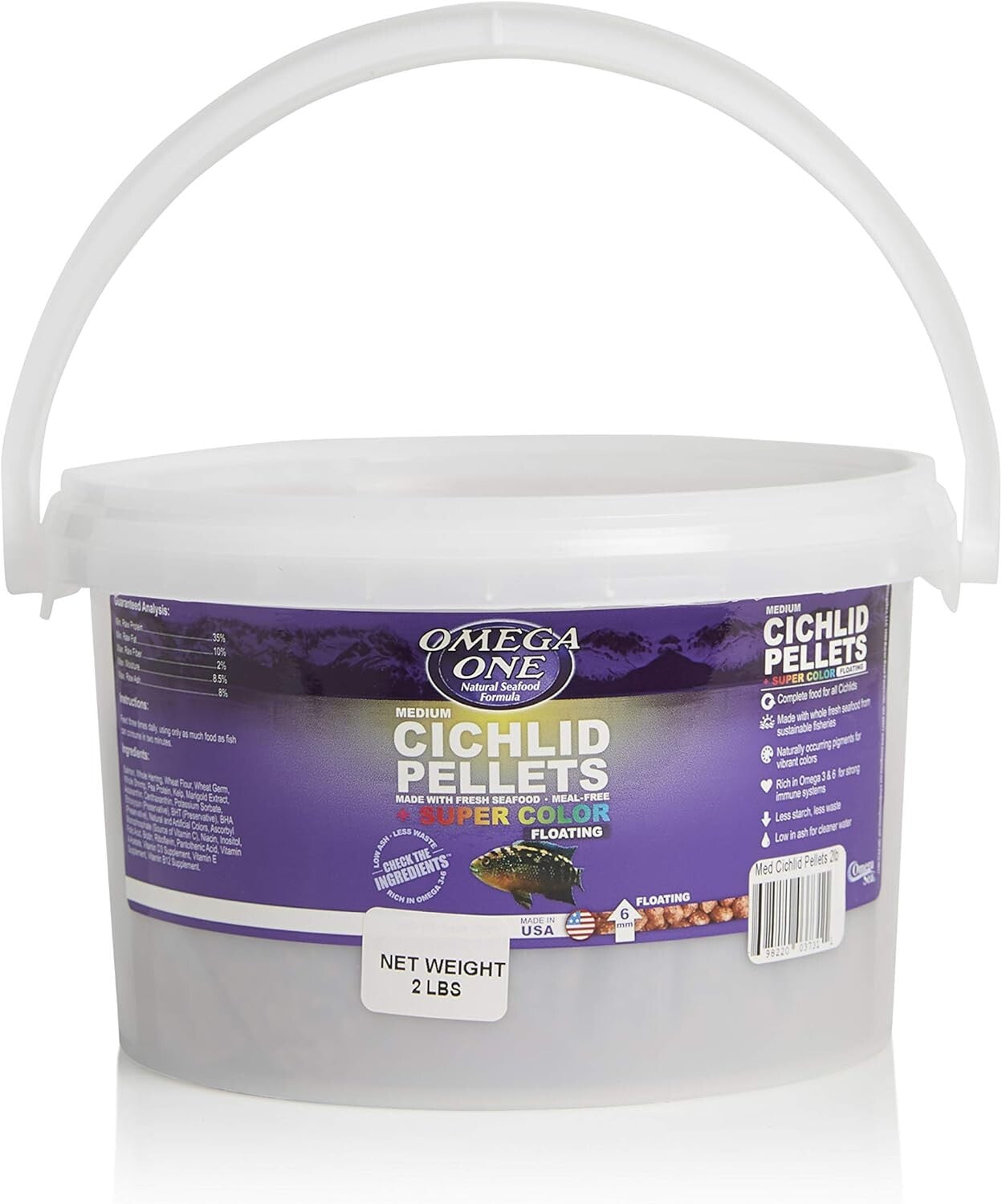 Sustainable 2 lb Cichlid Pellets from Wild-Caught Alaskan Seafood - No Fishmeal