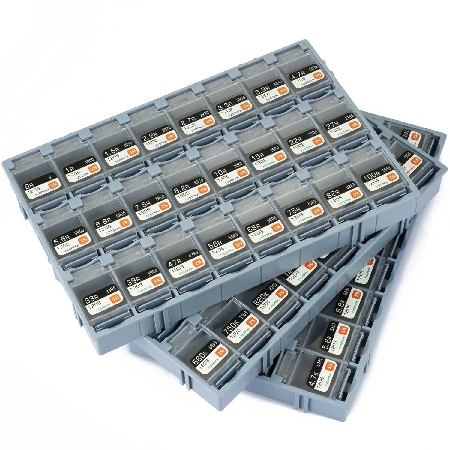 1206 SMD Resistor Kit: 7200 Pieces, 72 Values - 1% Tolerance, Upgraded Storage