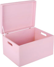Load image into Gallery viewer, Large Pink Wooden Storage Box with Hinged Lid – Elegant Organization Solution
