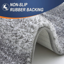 Load image into Gallery viewer, Plush 50x30 Quick Dry Bath Rug - Non-Slip Grey Microfiber with Rubber Backing
