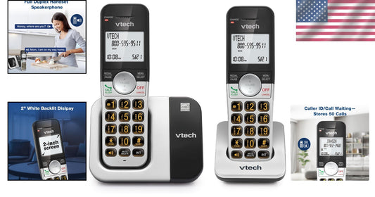 DECT 6.0 2-Handset Cordless Phone with Caller ID and Quiet Mode for Easy Use