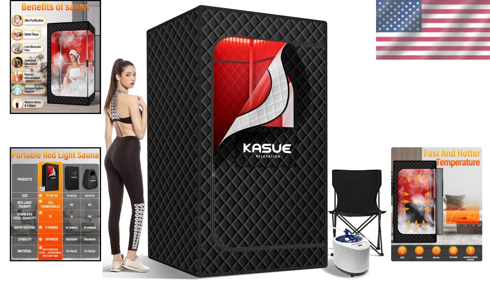 Durable Portable Infrared Sauna - Remote Control & Easy Setup for Relaxation