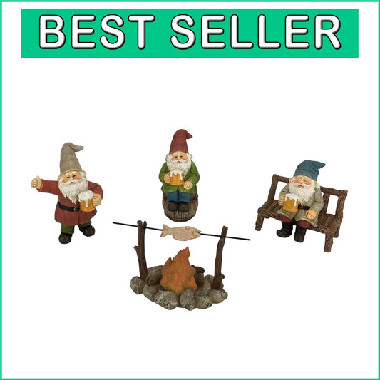 Charming Beer-Loving Gnome Set - Complete 5-Piece Fairy Garden Collection