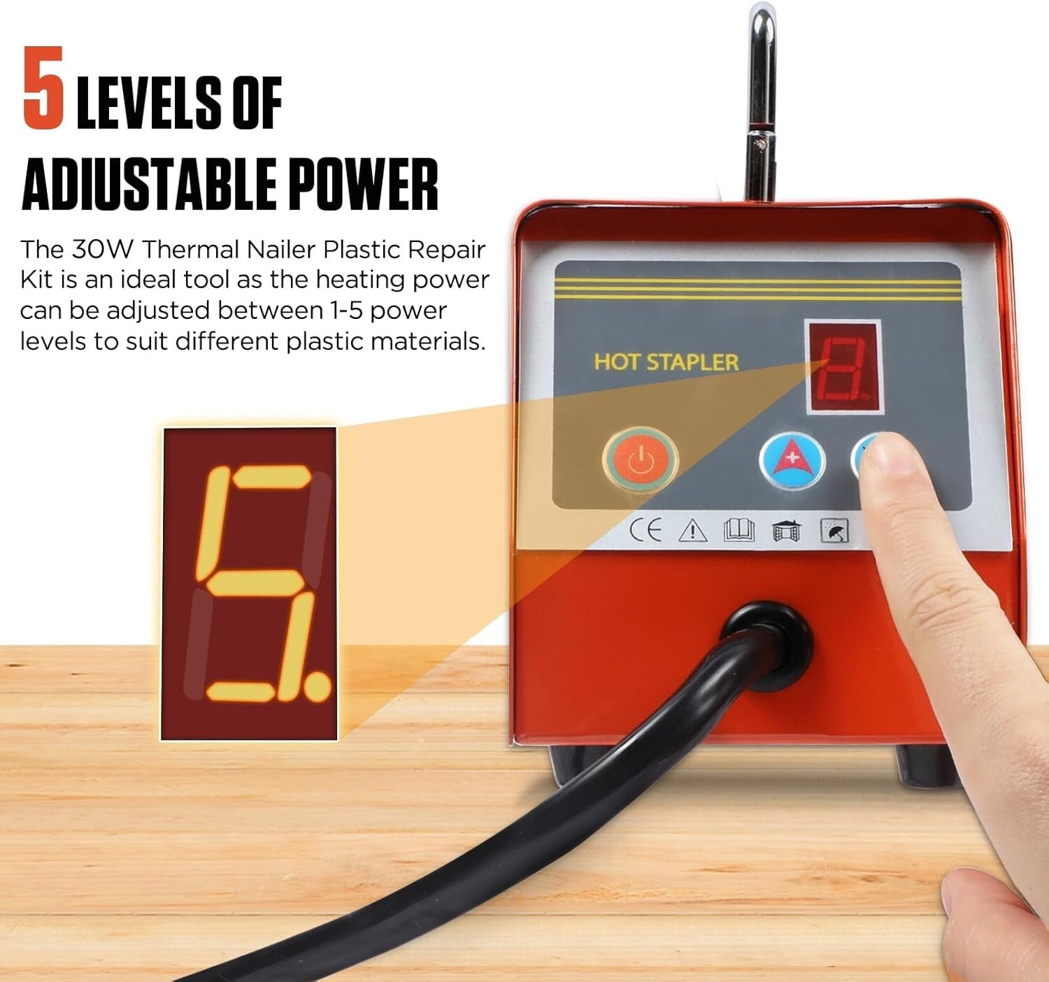 Efficient 5-Level Adjustable Plastic Welding Kit with 600 Staples for Repairs