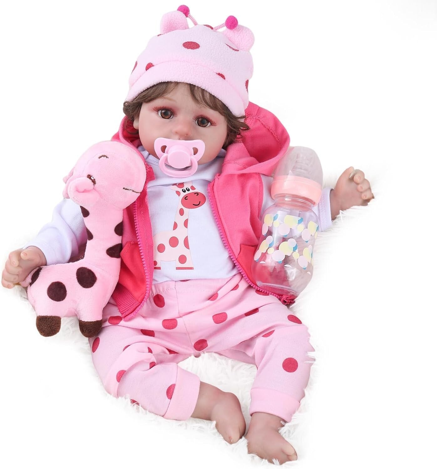 Adorable 18-Inch Silicone Reborn Girl Doll - Complete With Dress-Up Accessories