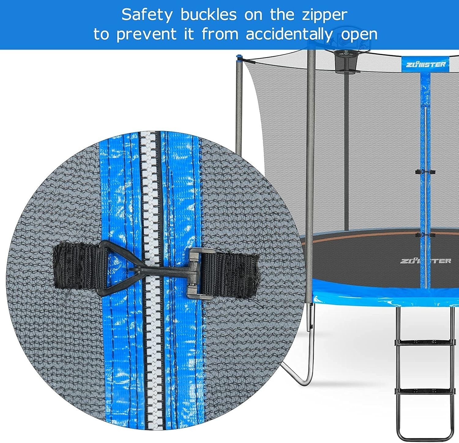 15ft Trampoline Safety Enclosure Net for 6 Straight Poles - Durable & Secure