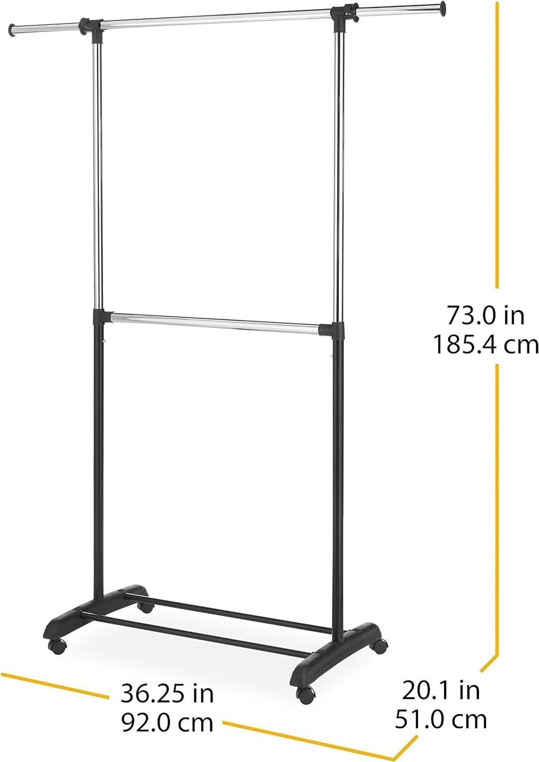 Effortless Assembly Adjustable 2-Rod Garment Rack - Fashionable Storage Solution