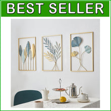 Load image into Gallery viewer, Gold Leaf Wall Decor Set of 3 - Modern Metal Art for Luxurious Home Spaces