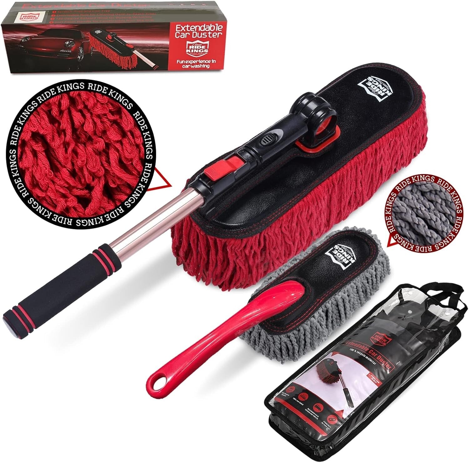 Microfiber Car Duster with Detachable Handle - Scratch-Free Cleaning Solution