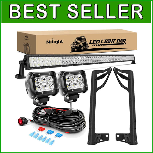 Bright 300W 52-Inch LED Bar with 4-Inch LED Pods & Wiring for Jeep Off-Road Use