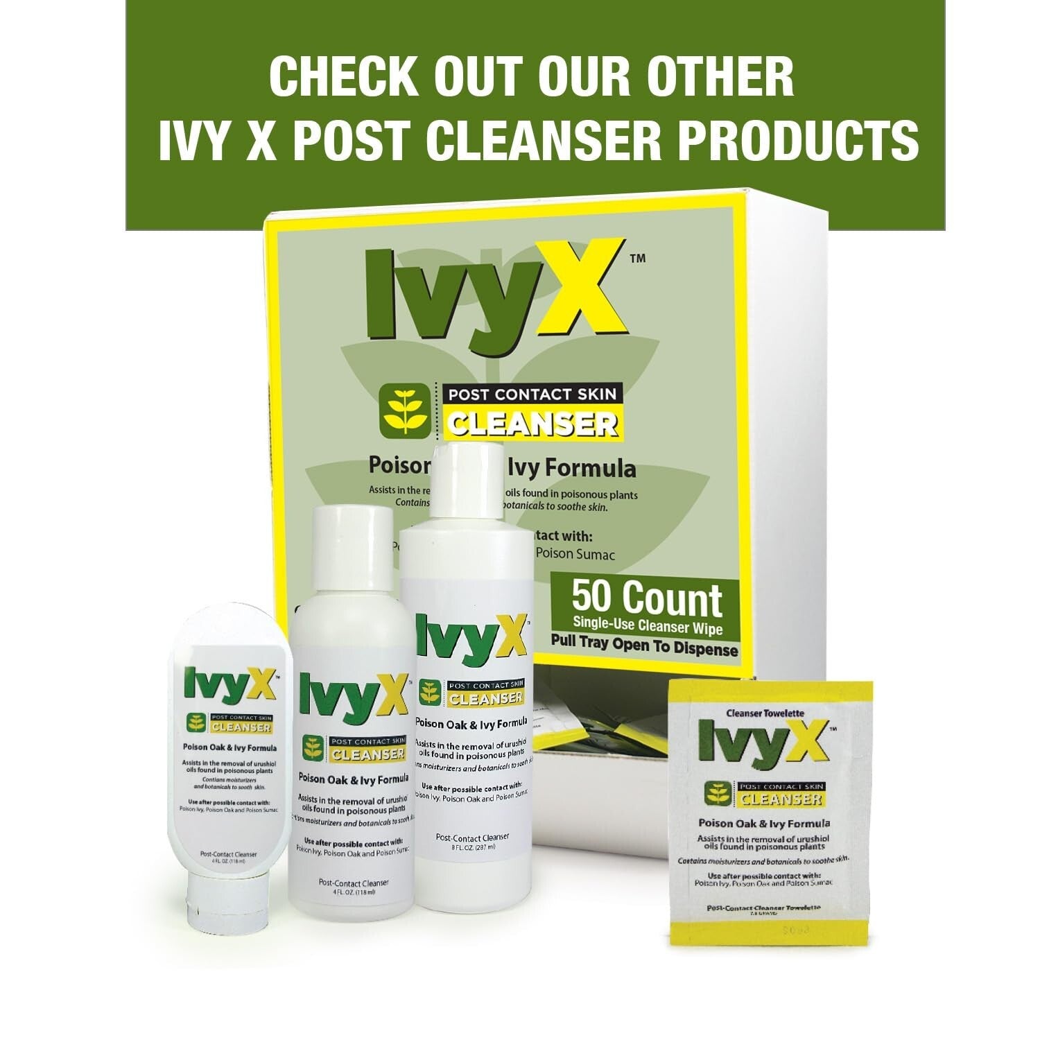 USA Made Ivy X Poison Ivy Treatment Wipes - 50 Pack for Every Outdoor Adventure