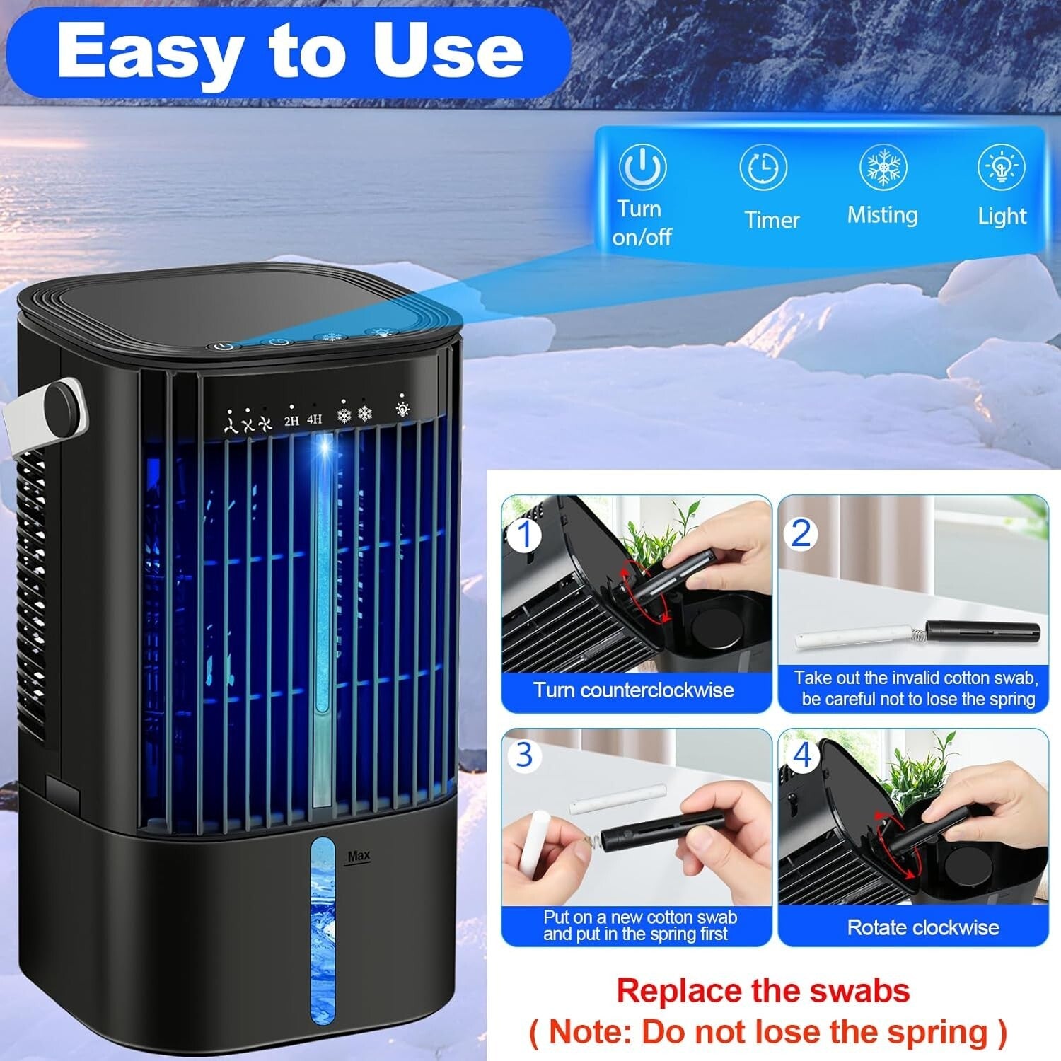 Adjustable Speed Personal Air Conditioner - Portable Desk Fan for Summer Comfort