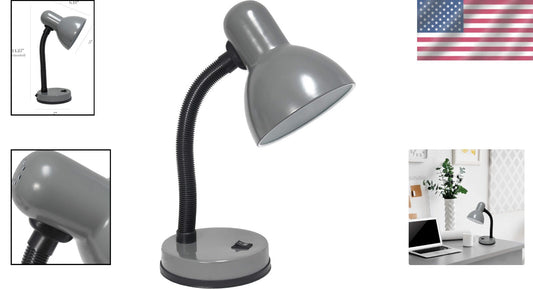 Modern Gray Desk Lamp Set of 12 with Adjustable Height & LED Convenience