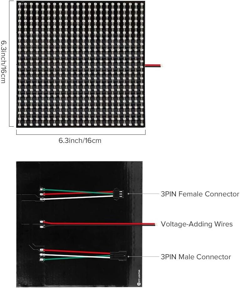 Flexible WS2812B RGB LED Matrix 22x22 - Vibrant Display for Weddings & Christmas