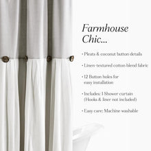 Load image into Gallery viewer, Charming Gray &amp; White Linen-Like Shower Curtain 72"W x 78"L for Farmhouse Style