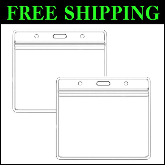 Convenient 300-Pack Waterproof Horizontal ID Card Holders with Pre-Punched Holes