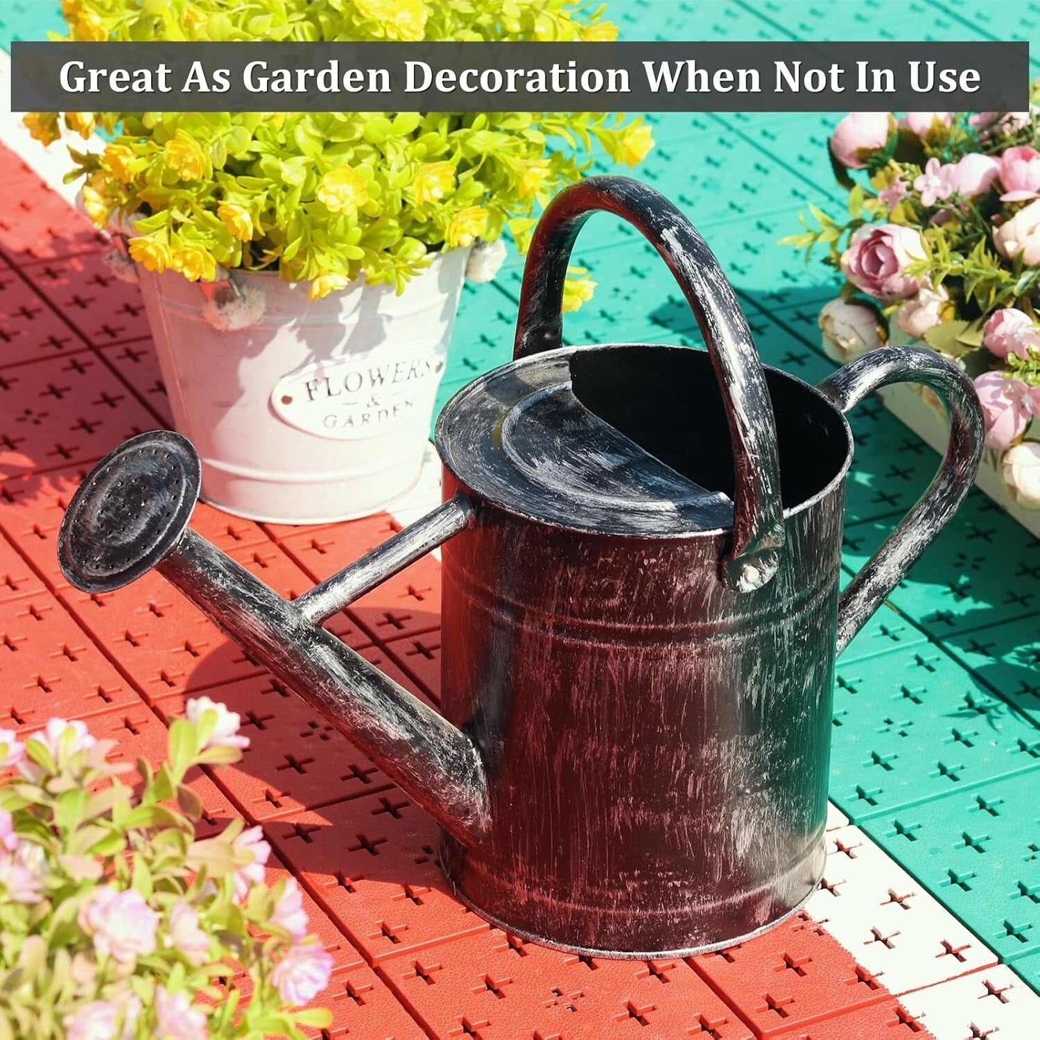 Elegant 1-Gallon Galvanized Steel Watering Can for Indoor & Outdoor Plants