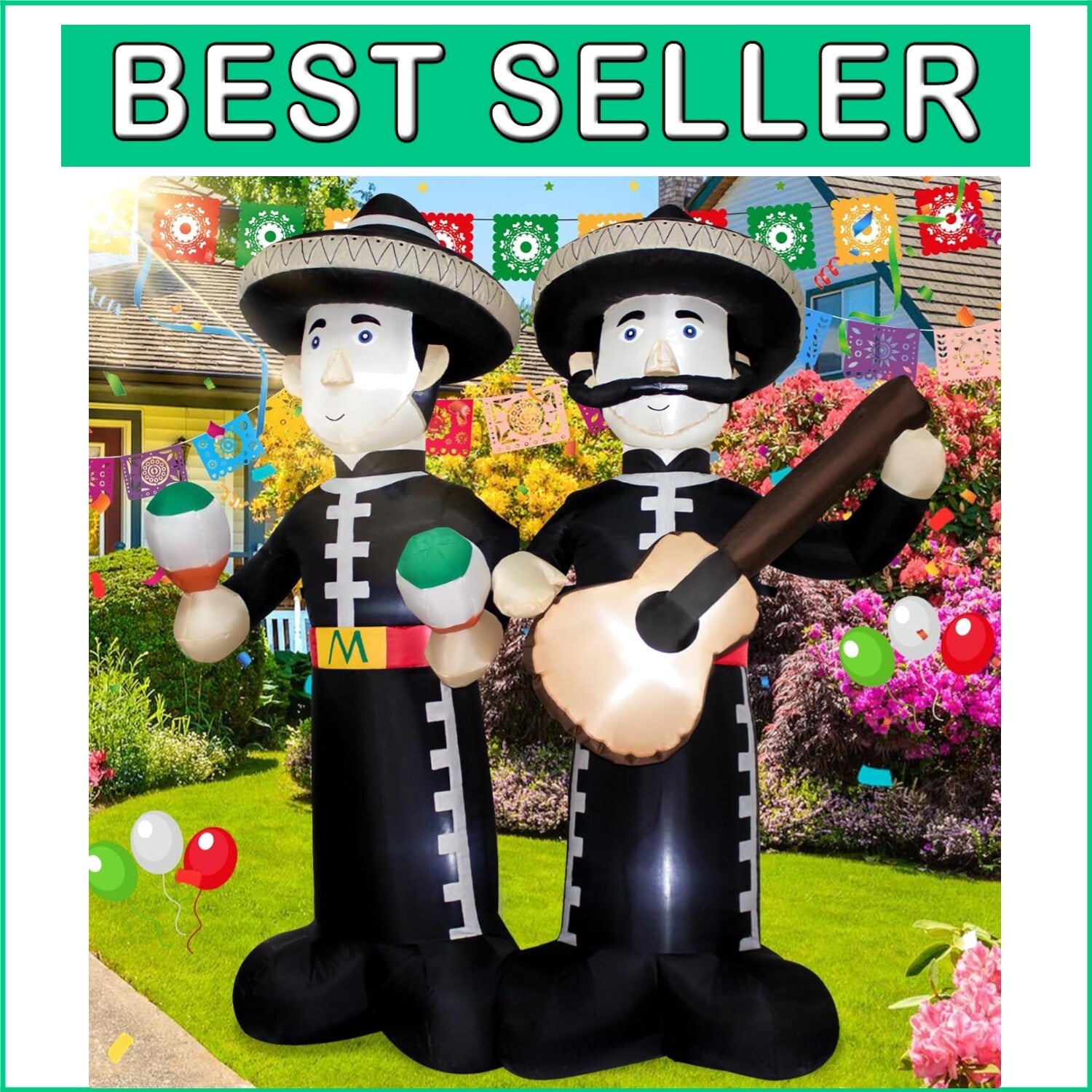 Festive 6FT Inflatable Mariachi with LED Lights - Indoor/Outdoor Party Must-Have