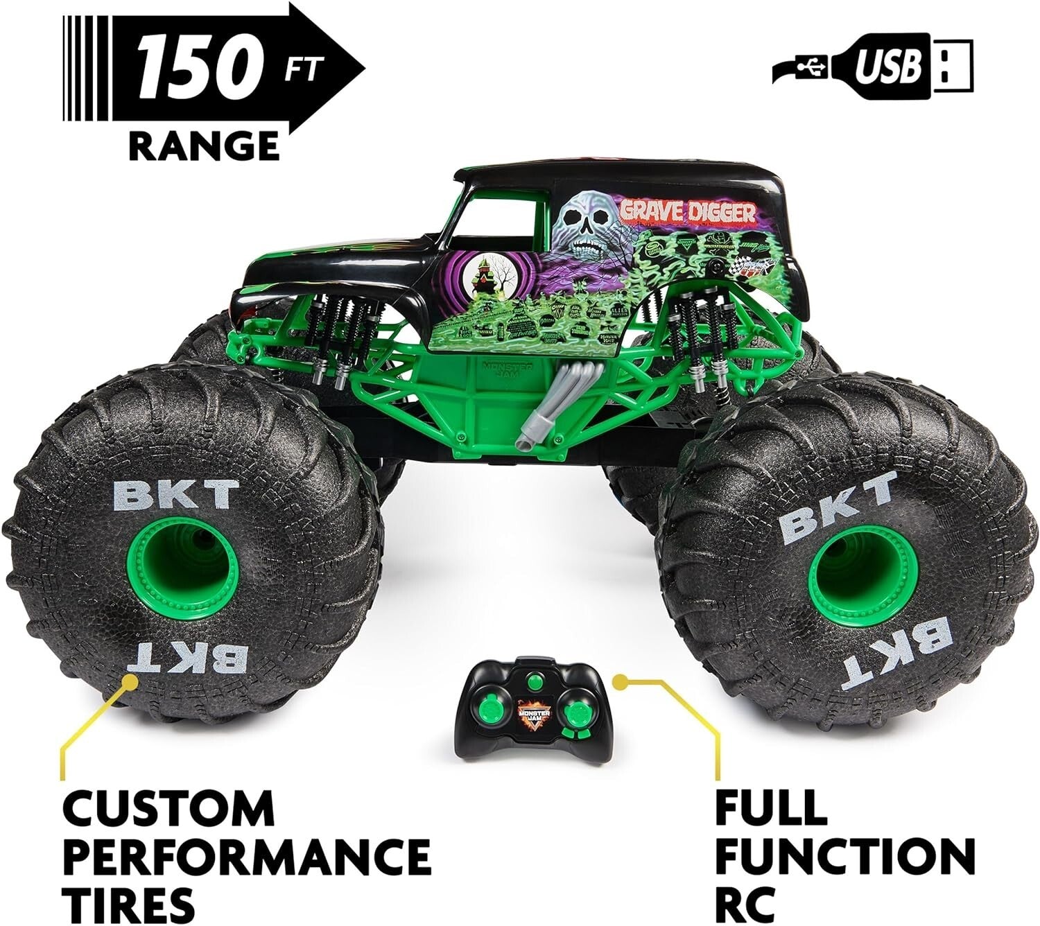 Mega Grave Digger Remote Control Monster Truck - Ideal Gift for Young Drivers!