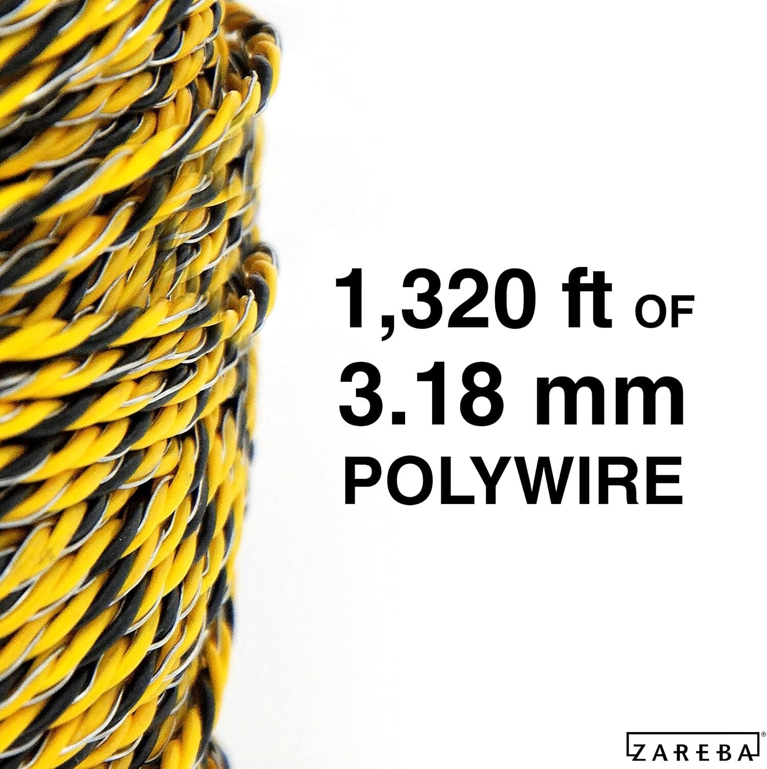 1,320 Feet Yellow Electric Fence Polywire - Easy Install for Temporary Fencing