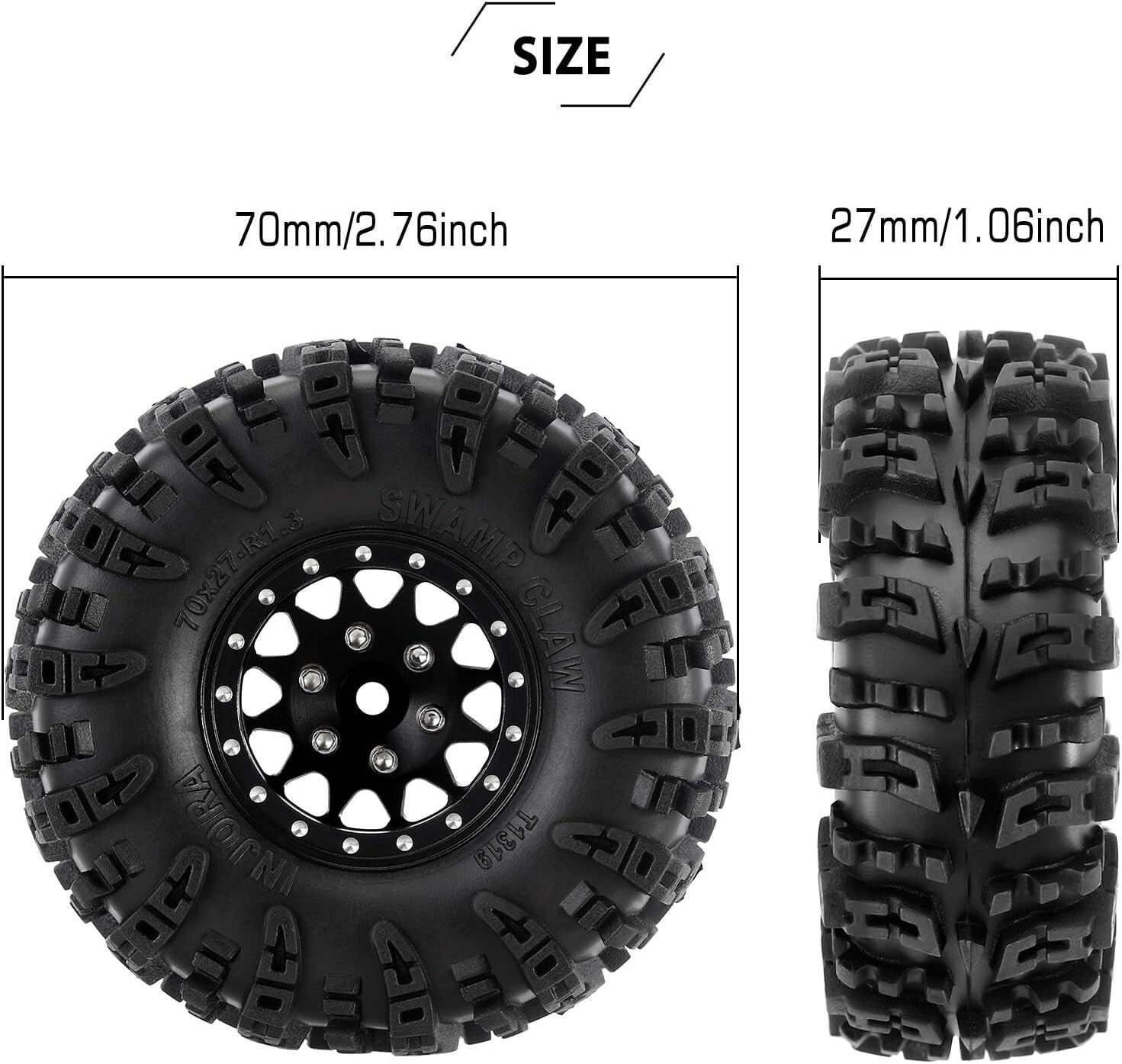 High-Performance 1.3" Wheel Tires Set for Ultimate RC Crawler Off-Roading