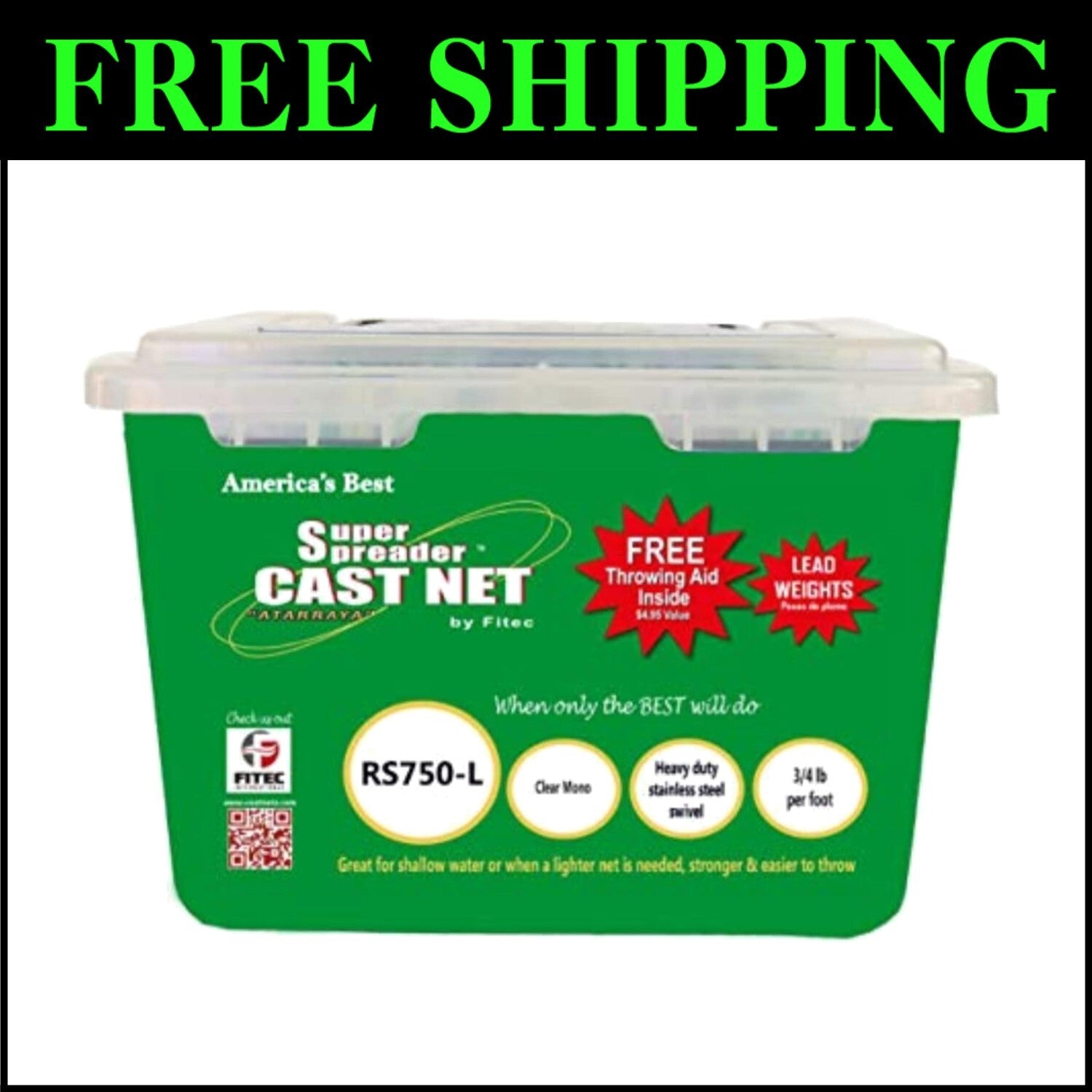 Durable Polyester Fishing Cast Net 7' with Fixed Handle – Ideal for Every Angler