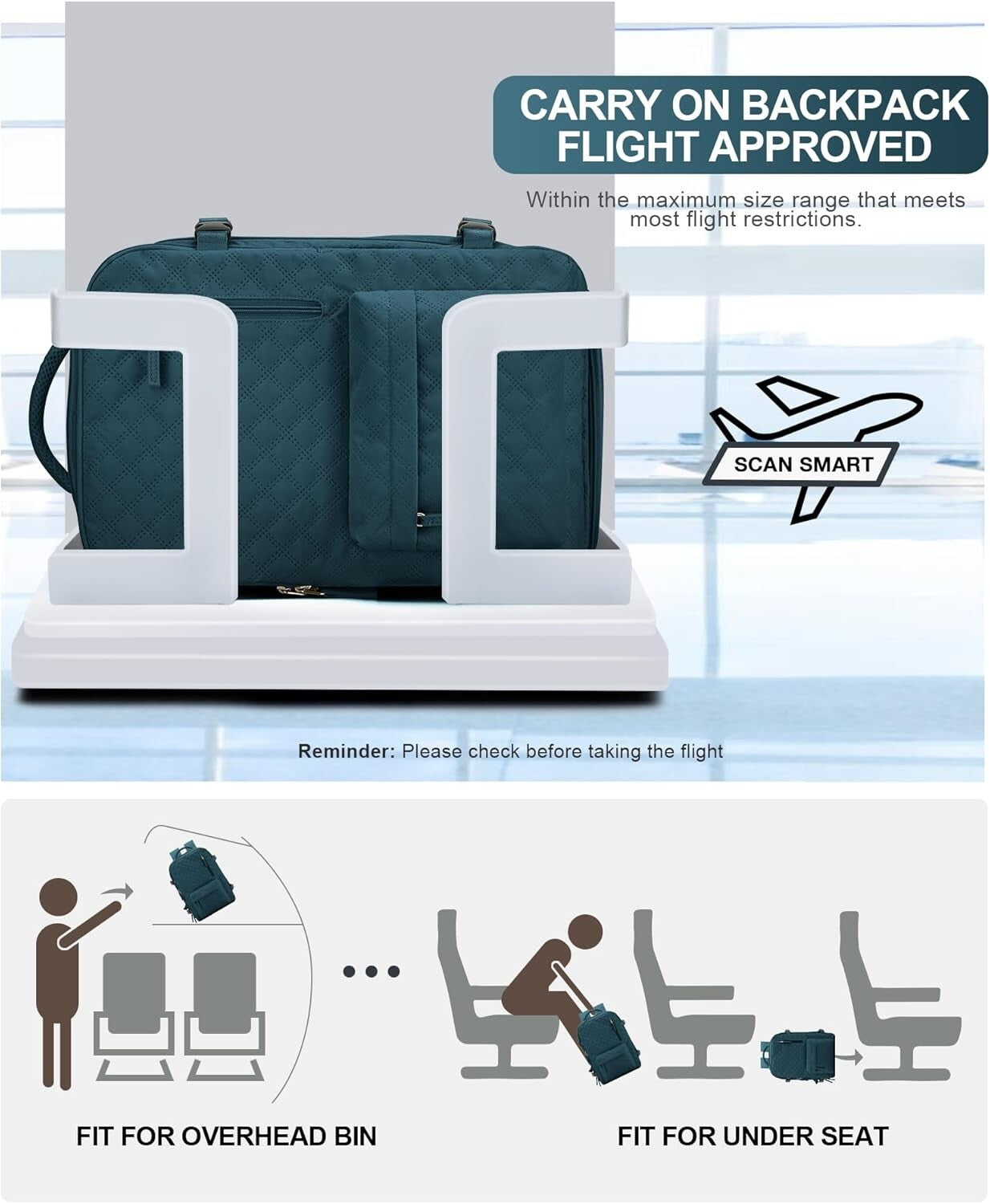 Multi-Compartment Peacock Blue Travel Backpack for Laptop and Gym Essentials