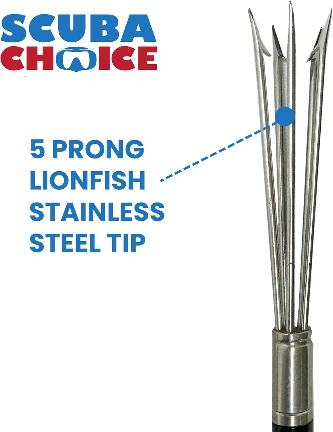 Portable 6.5-Inch Aluminum Spearfishing Rod with 5-Prong Tip & Easy Carry Bag