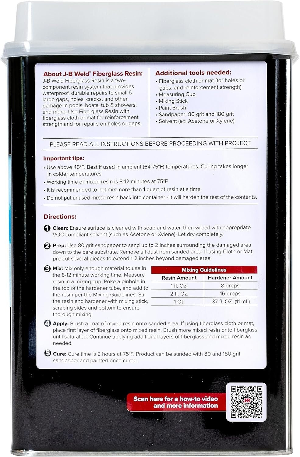 Lightweight Fiberglass Resin for Quick Repairs - Ideal for Tub, Boat, and Pool